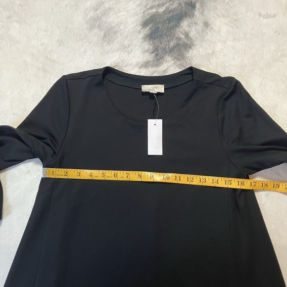 Loft Dress Womens Size Small Black Round‎ Neck Swing Knee Length Minimalist - Picture 2 of 8